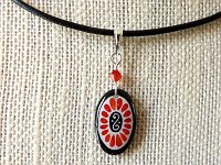 Scarlet Oval Earrings and Matching Necklace Pysanky Jewelry by So Jeo